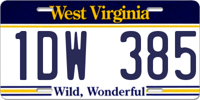 WV license plate 1DW385