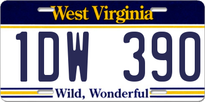 WV license plate 1DW390