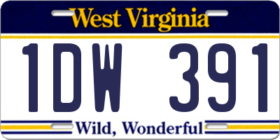 WV license plate 1DW391