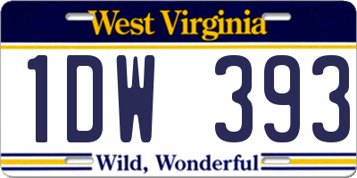 WV license plate 1DW393
