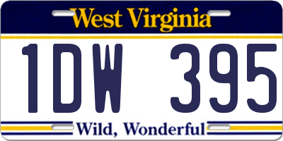 WV license plate 1DW395