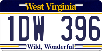 WV license plate 1DW396