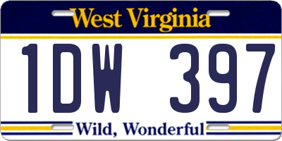 WV license plate 1DW397