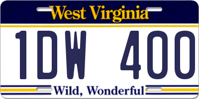 WV license plate 1DW400