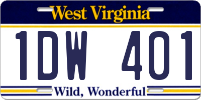 WV license plate 1DW401