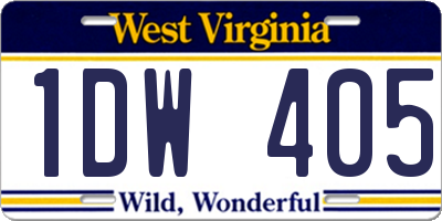 WV license plate 1DW405