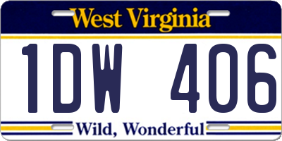 WV license plate 1DW406