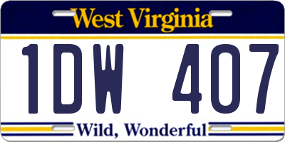 WV license plate 1DW407