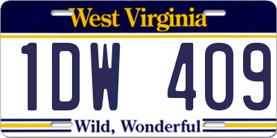 WV license plate 1DW409