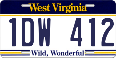 WV license plate 1DW412