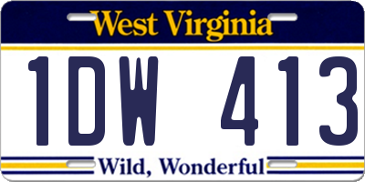 WV license plate 1DW413