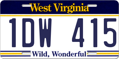 WV license plate 1DW415