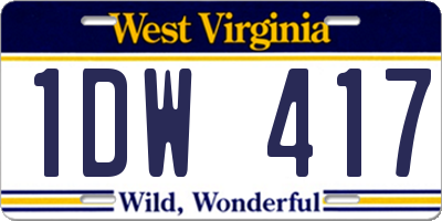 WV license plate 1DW417