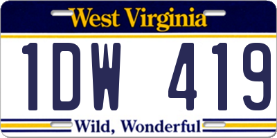 WV license plate 1DW419