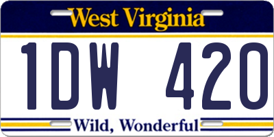WV license plate 1DW420