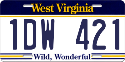 WV license plate 1DW421