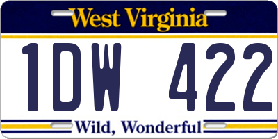 WV license plate 1DW422