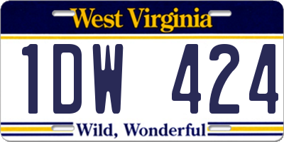 WV license plate 1DW424
