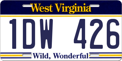 WV license plate 1DW426