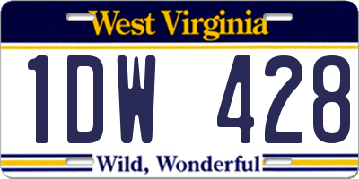 WV license plate 1DW428