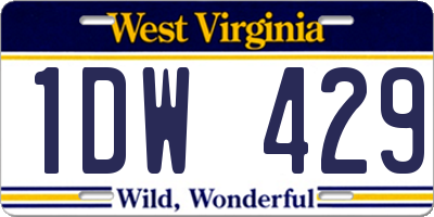 WV license plate 1DW429