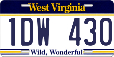 WV license plate 1DW430