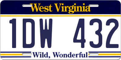 WV license plate 1DW432