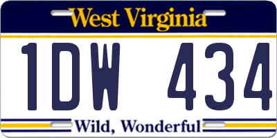 WV license plate 1DW434