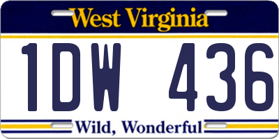 WV license plate 1DW436