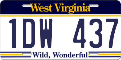 WV license plate 1DW437