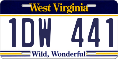 WV license plate 1DW441