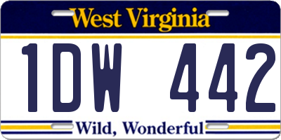 WV license plate 1DW442