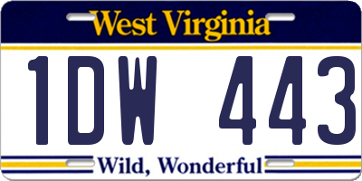 WV license plate 1DW443