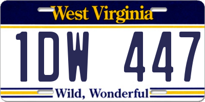 WV license plate 1DW447