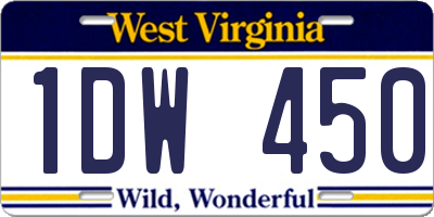 WV license plate 1DW450