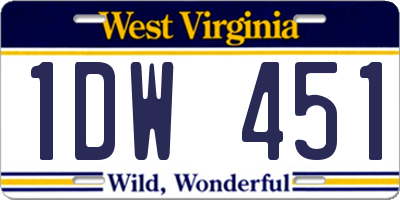 WV license plate 1DW451
