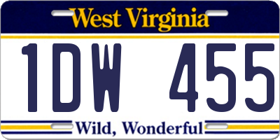 WV license plate 1DW455