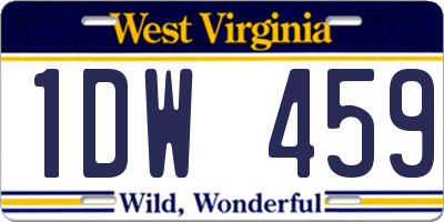 WV license plate 1DW459