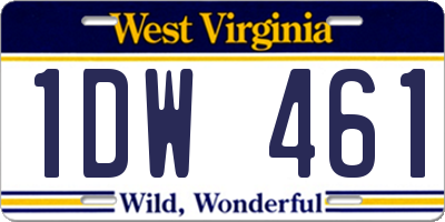 WV license plate 1DW461