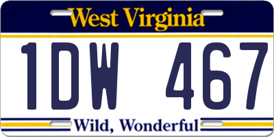 WV license plate 1DW467