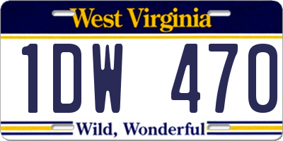 WV license plate 1DW470