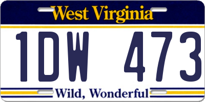 WV license plate 1DW473