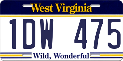 WV license plate 1DW475