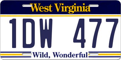WV license plate 1DW477