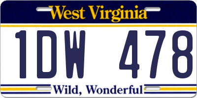 WV license plate 1DW478