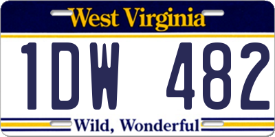 WV license plate 1DW482