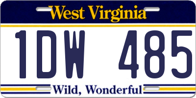 WV license plate 1DW485