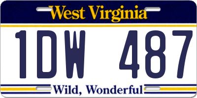 WV license plate 1DW487