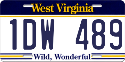 WV license plate 1DW489