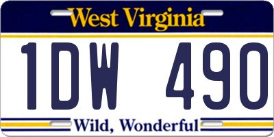 WV license plate 1DW490